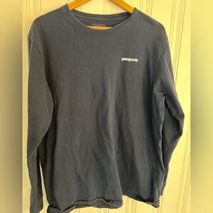 Patagonia Long Sleeve Tee Shirt Men Navy Blue Graphic Sz  XL Organic Cotton